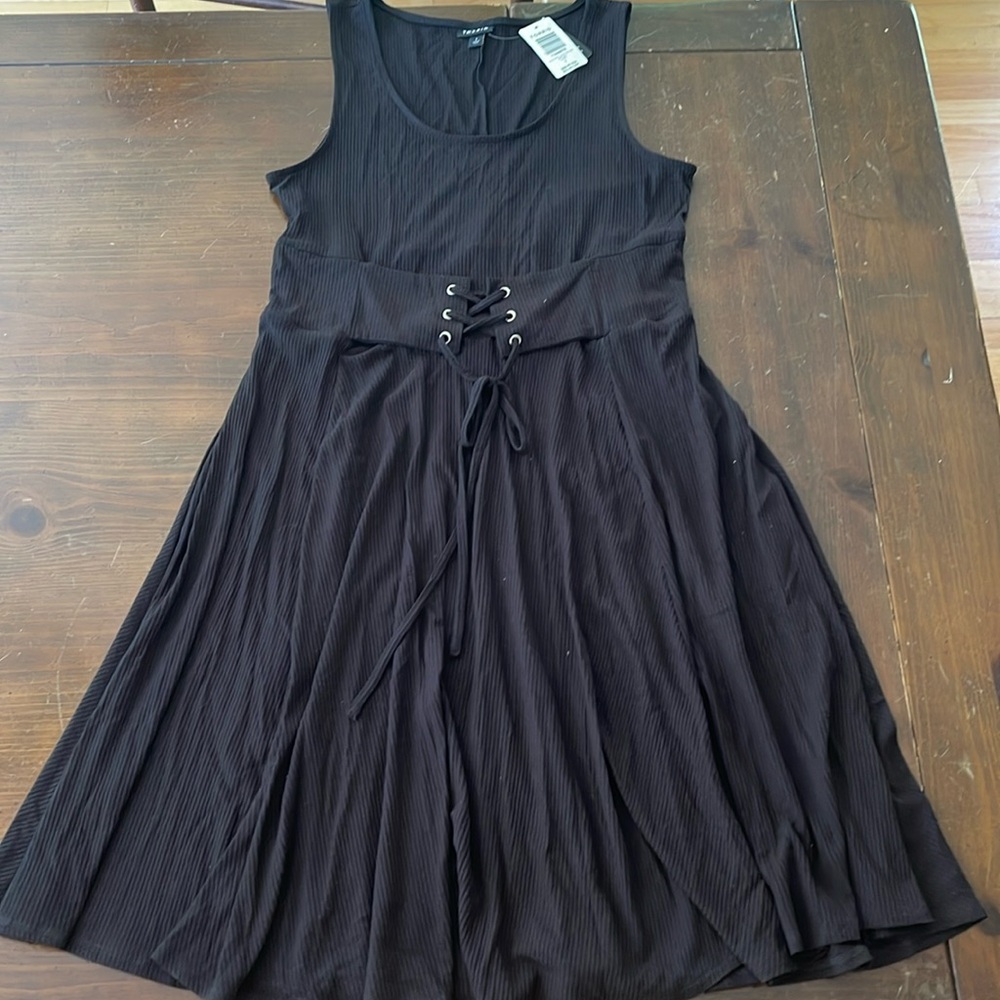 Torrid NWT size 1  1X  14-16  Black Ribbed Laceup Waist Skatwr Dress